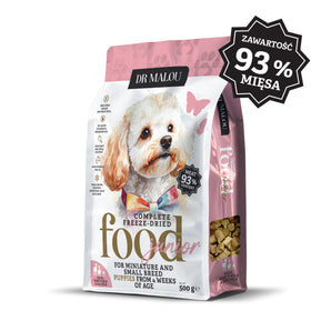 Kaczka z mlekiem kozim i żółtkiem – Liofilizowana karma pełnoporcjowa dla szczeniąt ras małych