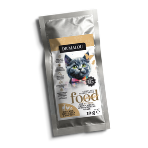 Kurczak z mlekiem kozim i żółtkiem – Liofilizowana karma pełnoporcjowa dla kociąt do 12 miesiąca życia - 10g próbka